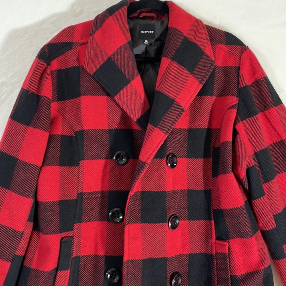 Rampage Black and Red Buffalo Plaid Peacoat Jacket Size XL
